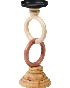 Clearance Beliani Portacandele WATERFORD Legno di pino 29 cm Multicolore