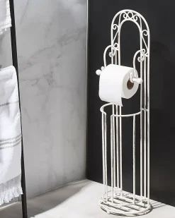 Outlet Beliani Porta carta igienica e spazzolone TEMUCO Metallo Bianco