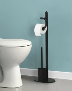 Clearance Beliani Porta carta igienica e spazzolone SARTO Metallo Nero