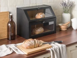 Best Beliani Portapane CROUTE Bambù Nero Nero Trasparente