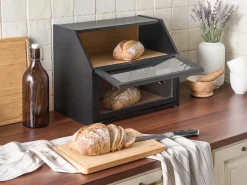 Best Beliani Portapane CROUTE Bambù Nero Nero Trasparente