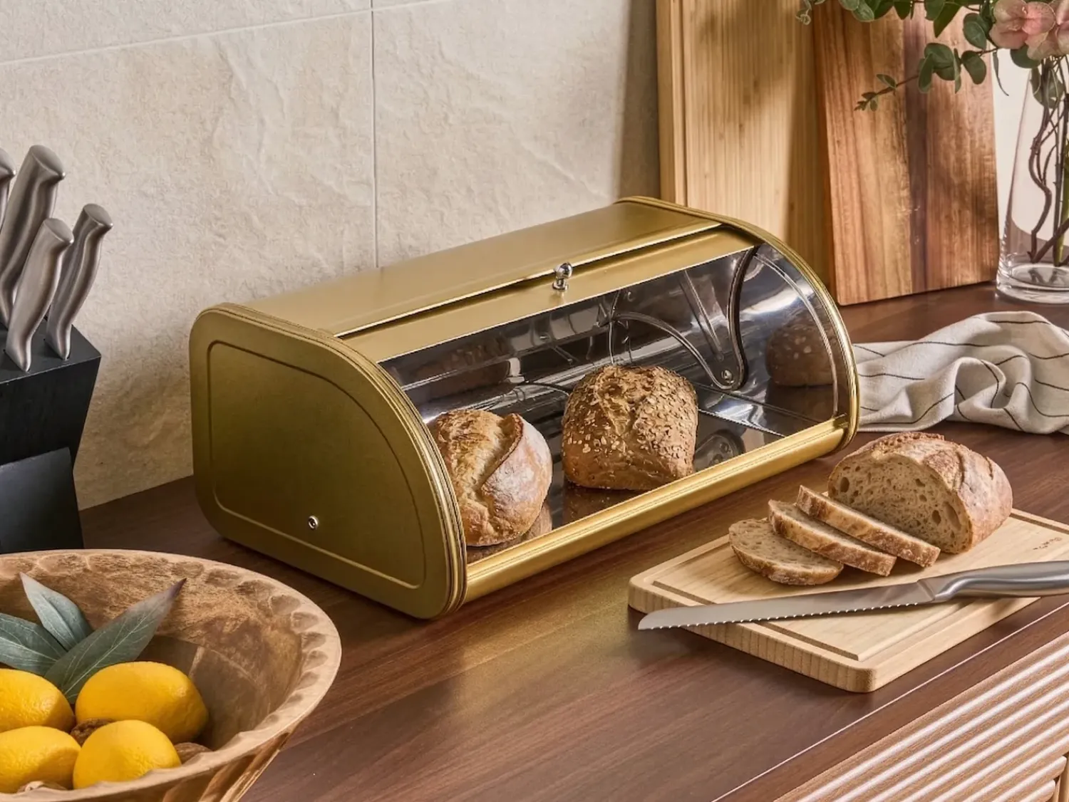 Best Beliani Portapane DELECTATION Acciaio inox Oro