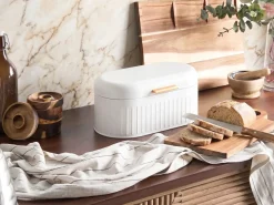 Beliani Portapane DOUCEUR Metallo Bianco Bianco Marrone