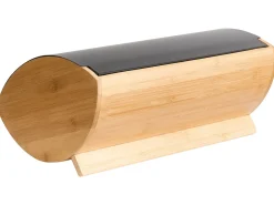 Outlet Beliani Portapane EPICURIEN Bambù Nero Marrone Nero