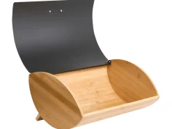 Outlet Beliani Portapane EPICURIEN Bambù Nero Marrone Nero