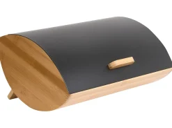 Outlet Beliani Portapane EPICURIEN Bambù Nero Marrone Nero
