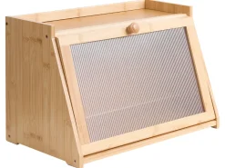 Discount Beliani Portapane FARINE Bambù Marrone chiaro Trasparente Marrone