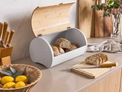 Sale Beliani Portapane SAVEUR Metallo Marrone chiaro Bianco Marrone