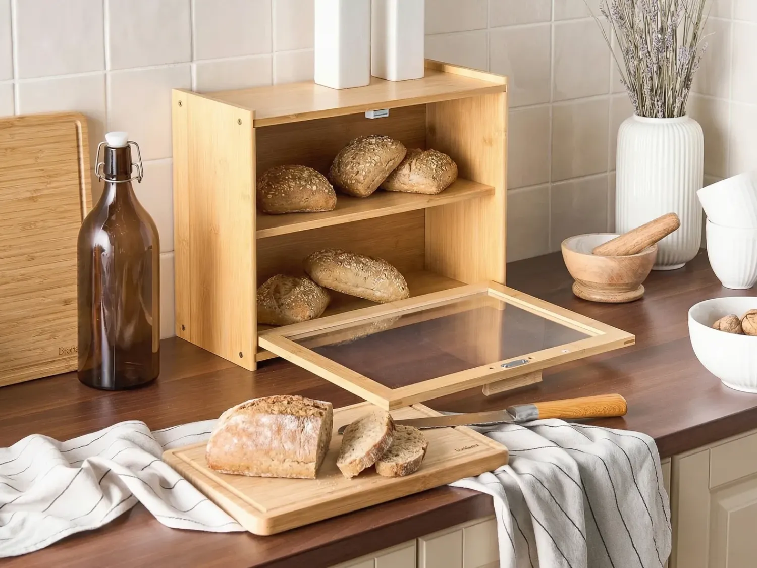 Discount Beliani Portapane SEIGLE Bambù chiaro Marrone