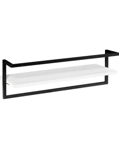 New Beliani Portasciugamani da parete BETANIA Metallo Nero con ripiano Bianco Nero
