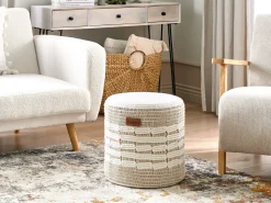 Beliani Pouf ABTIN Iuta Bianco Bianco Beige