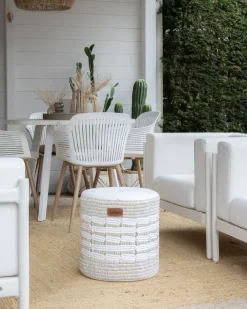Beliani Pouf ABTIN Iuta Bianco Bianco Beige