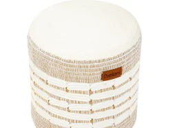 Beliani Pouf ABTIN Iuta Bianco Bianco Beige