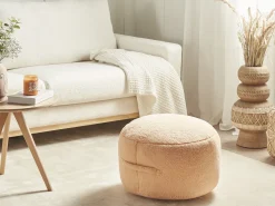 Discount Beliani Pouf ADLANA Bouclé pesca Rosa