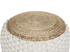 Sale Beliani Pouf AIZA Cotone Bianco Beige Bianco