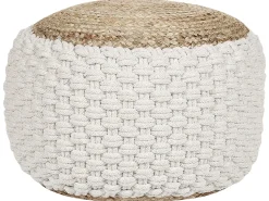 Sale Beliani Pouf AIZA Cotone Bianco Beige Bianco