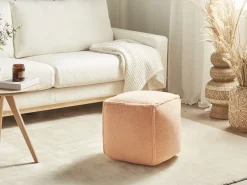 Clearance Beliani Pouf ALIPUR Bouclé Arancione
