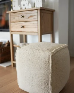 Outlet Beliani Pouf ALIPUR Bouclé chiaro Beige