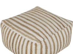 Beliani Pouf ALMATTI Tessuto Beige Bianco Beige