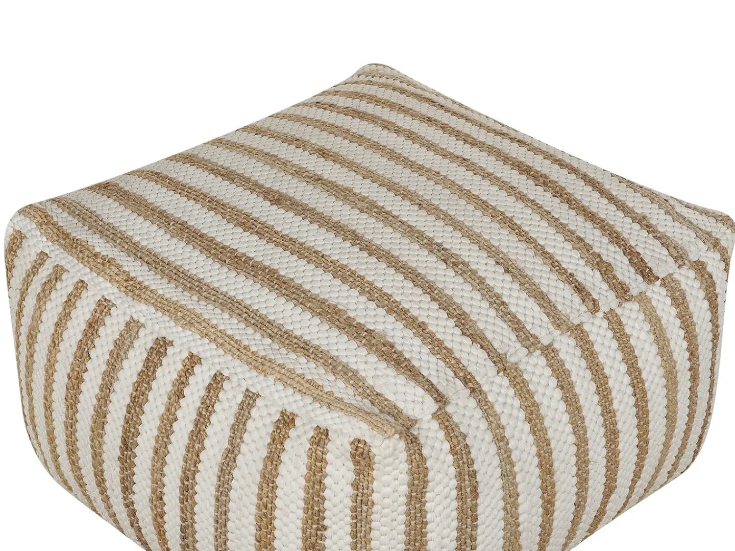 Beliani Pouf ALMATTI Tessuto Beige Bianco Beige
