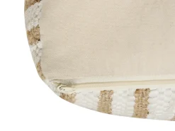 Beliani Pouf ALMATTI Tessuto Beige Bianco Beige