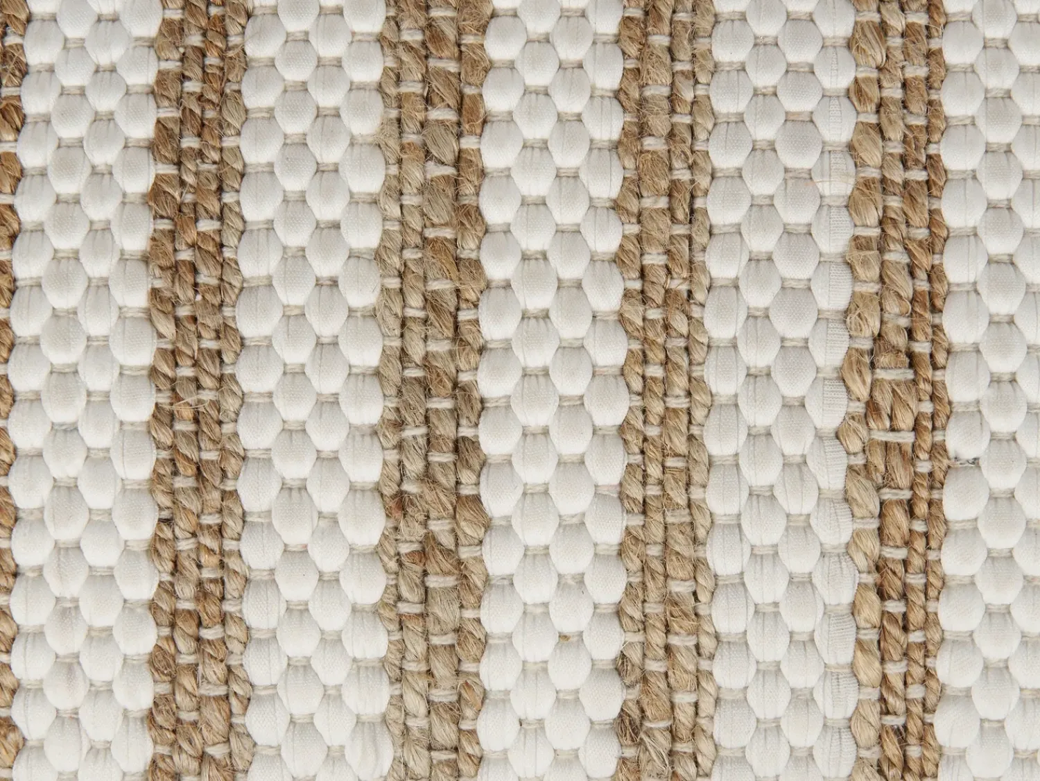 Beliani Pouf ALMATTI Tessuto Beige Bianco Beige