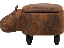 Hot Beliani Pouf animaletto contenitore HIPPO Pelle sintetica Marrone Ippopotamo Marrone Nero