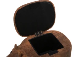 Hot Beliani Pouf animaletto contenitore HIPPO Pelle sintetica Marrone Ippopotamo Marrone Nero