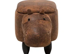 Hot Beliani Pouf animaletto contenitore HIPPO Pelle sintetica Marrone Ippopotamo Marrone Nero
