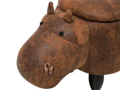Hot Beliani Pouf animaletto contenitore HIPPO Pelle sintetica Marrone Ippopotamo Marrone Nero