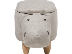 New Beliani Pouf animaletto contenitore HIPPO Pelle sintetica Grigio chiaro Ippopotamo Marrone Grigio