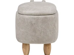 New Beliani Pouf animaletto contenitore HIPPO Pelle sintetica Grigio chiaro Ippopotamo Marrone Grigio