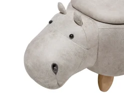 New Beliani Pouf animaletto contenitore HIPPO Pelle sintetica Grigio chiaro Ippopotamo Marrone Grigio