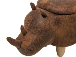 Hot Beliani Pouf animaletto contenitore RHINO Pelle sintetica Marrone chiaro Rinocerone Marrone Marrone