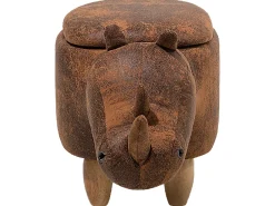 Hot Beliani Pouf animaletto contenitore RHINO Pelle sintetica Marrone chiaro Rinocerone Marrone Marrone