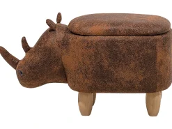 Hot Beliani Pouf animaletto contenitore RHINO Pelle sintetica Marrone chiaro Rinocerone Marrone Marrone