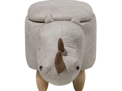 Outlet Beliani Pouf animaletto contenitore RHINO Pelle sintetica Grigio chiaro Rinocerone Marrone Grigio