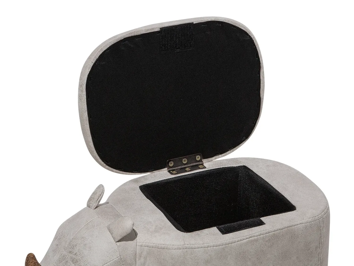 Outlet Beliani Pouf animaletto contenitore RHINO Pelle sintetica Grigio chiaro Rinocerone Marrone Grigio