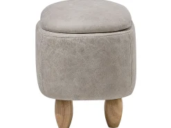 Outlet Beliani Pouf animaletto contenitore RHINO Pelle sintetica Grigio chiaro Rinocerone Marrone Grigio