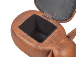 Beliani Pouf animaletto contenitore ELEPHANT Pelle sintetica Marrone scuro Elefante Marrone Marrone