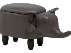 Outlet Beliani Pouf animaletto contenitore ELEPHANT Pelle sintetica Grigio scuro Elefante Marrone Grigio