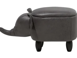 Outlet Beliani Pouf animaletto contenitore ELEPHANT Pelle sintetica Grigio scuro Elefante Marrone Grigio