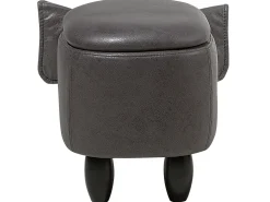 Outlet Beliani Pouf animaletto contenitore ELEPHANT Pelle sintetica Grigio scuro Elefante Marrone Grigio