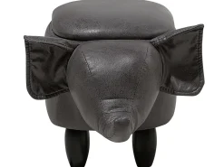 Outlet Beliani Pouf animaletto contenitore ELEPHANT Pelle sintetica Grigio scuro Elefante Marrone Grigio