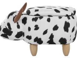 Beliani Pouf animaletto contenitore COW Tessuto Bianco Mucca Bianco Marrone Nero