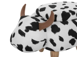 Beliani Pouf animaletto contenitore COW Tessuto Bianco Mucca Bianco Marrone Nero