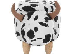 Beliani Pouf animaletto contenitore COW Tessuto Bianco Mucca Bianco Marrone Nero