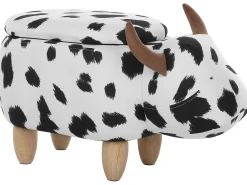 Beliani Pouf animaletto contenitore COW Tessuto Bianco Mucca Bianco Marrone Nero