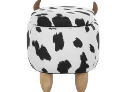 Beliani Pouf animaletto contenitore COW Tessuto Bianco Mucca Bianco Marrone Nero