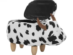 Beliani Pouf animaletto contenitore COW Tessuto Bianco Mucca Bianco Marrone Nero